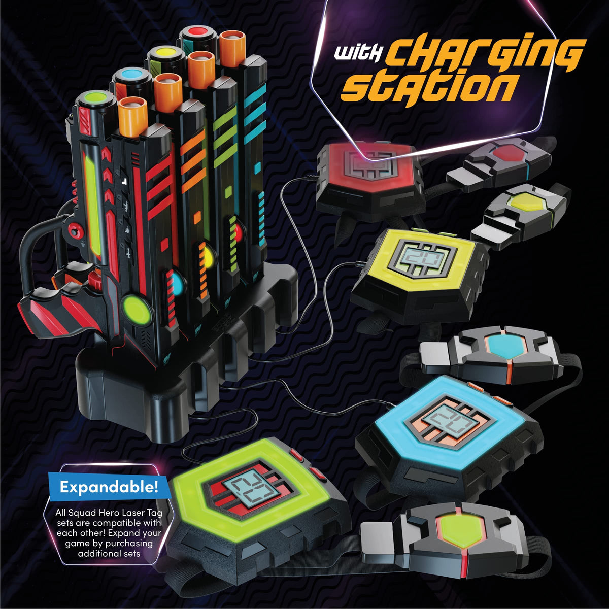 Squad Hero Rechargeable Laser Tag 360° Sensors + LCDs - Set of 4 - Birthday Gift Ideas for Kids Teens & Adults Boys & Girls Family Fun - Cool Teenage Lazer Group Activity, Teen Gifts Ages 8+ Year Old