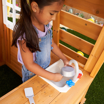 KidKraft Sterling Falls Wooden Swing Set/Playset with Clubhouse, Mailbox, Slide and Play Kitchen