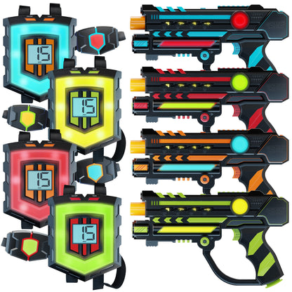 Squad Hero Rechargeable Laser Tag 360° Sensors + LCDs - Set of 4 - Birthday Gift Ideas for Kids Teens & Adults Boys & Girls Family Fun - Cool Teenage Lazer Group Activity, Teen Gifts Ages 8+ Year Old